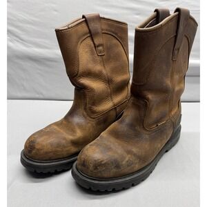 Men's Size 7.5 Leather Steel Toe Work Boots Bison Brown Herman Survivors